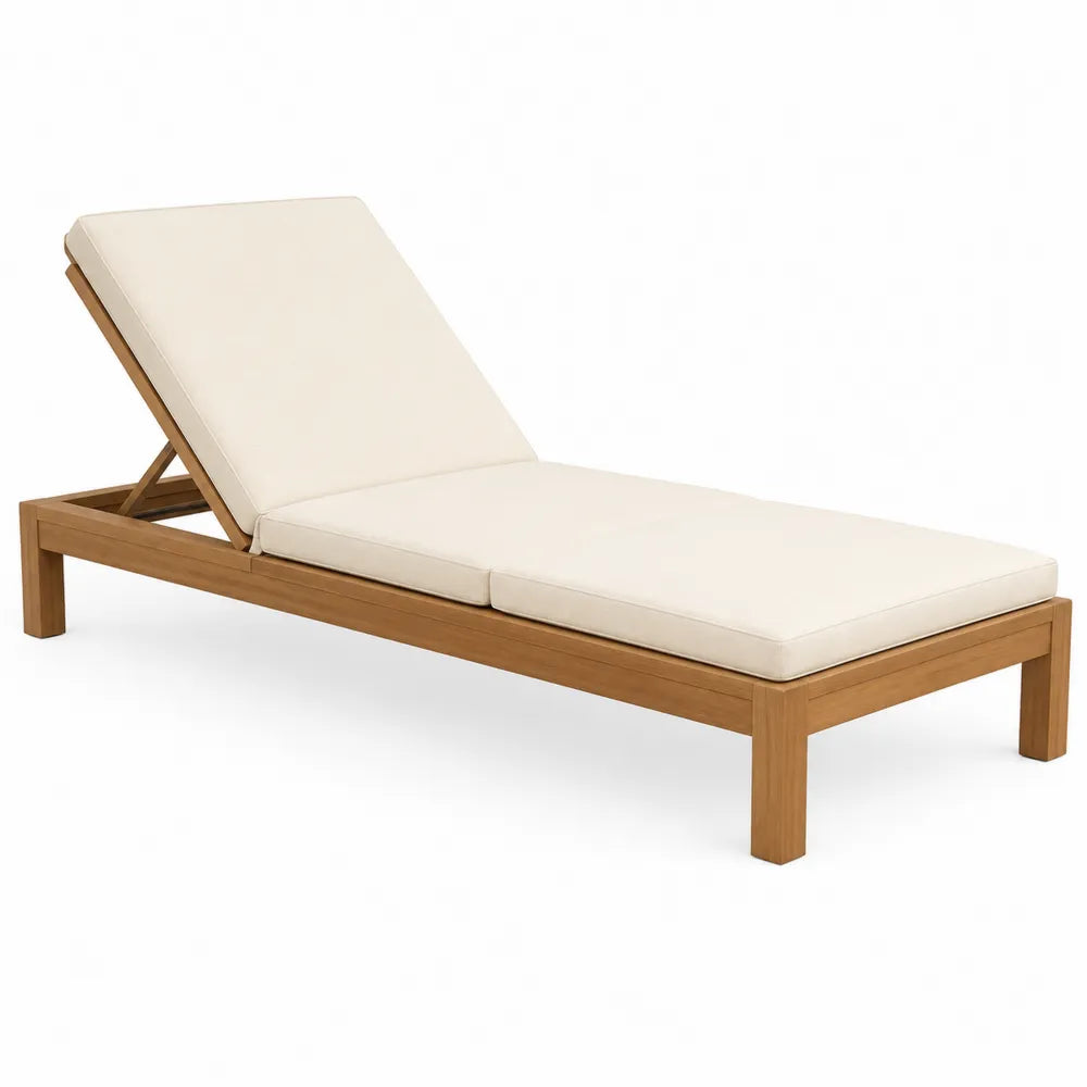 Gartenliege mit Teakholzrahmen und Polyurethankissen Beige 200x70x35 cm
