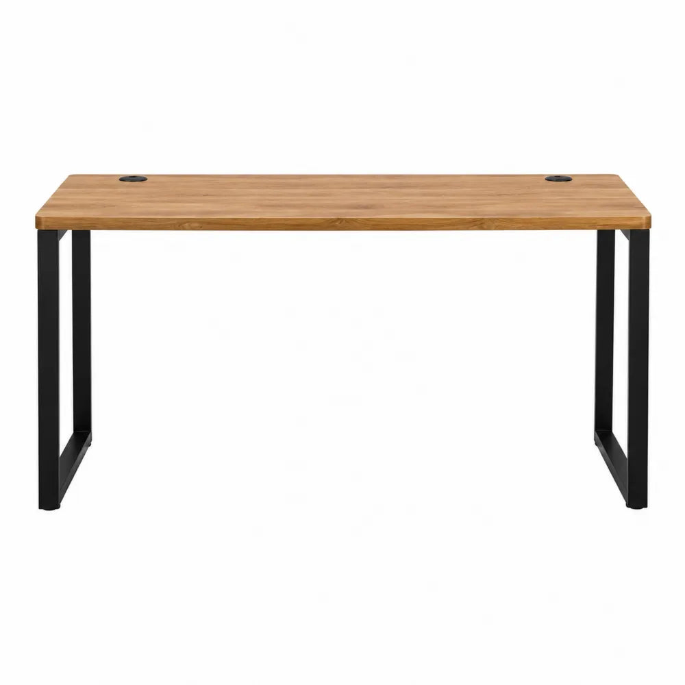 Rechteckiger Schreibtisch mit Holzfurnier und Stahlbeinen, 140cm x 60cm x 75cm