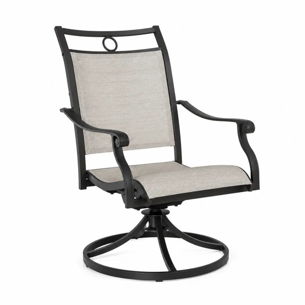Gartenstuhl aus Aluminium mit Polyesterstoff in Beige und Schwarz