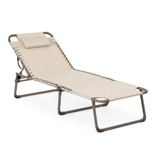 Gartenliege Stahlrahmen Textilene Beige 200cm