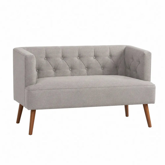 Zweisitzer Sofa Grau Stoff Holz