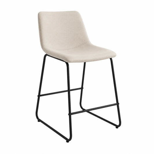Barhocker aus Polyestergewebe mit Metallrahmen Beige 46x53x94cm