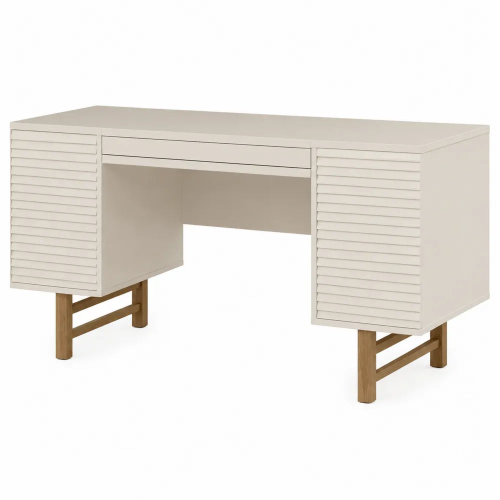Schreibtisch MDF und Eichenholz Creme 140x60x75 cm