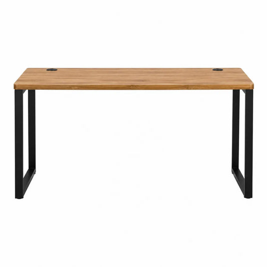 Rechteckiger Schreibtisch mit Holzfurnier und Stahlbeinen, 140cm x 60cm x 75cm