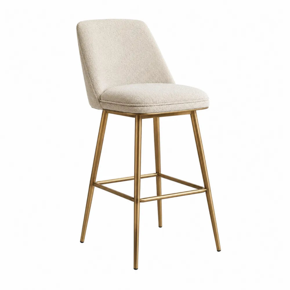 Barhocker Polyestergewebe und Edelstahlrahmen Beige 100cm