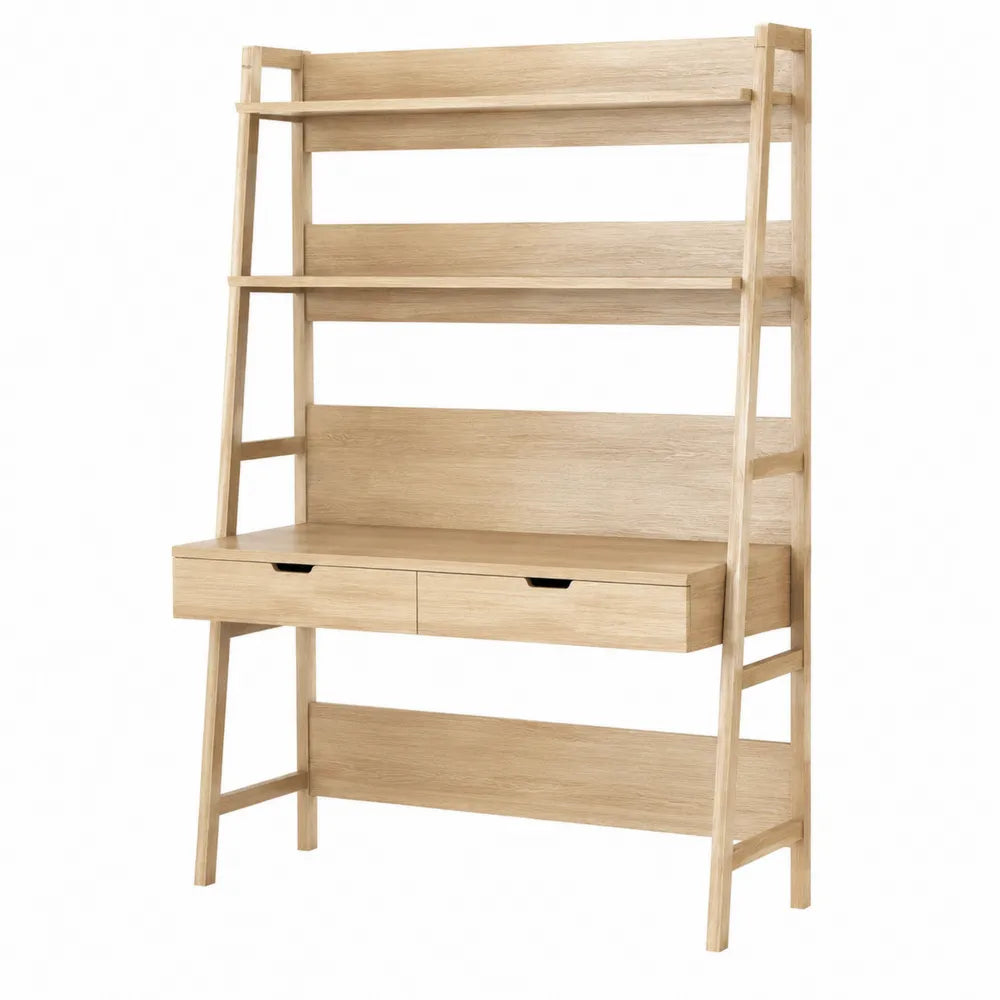 Schreibtisch mit Regalen aus Eichenholz, 2 Schubladen, 120 cm