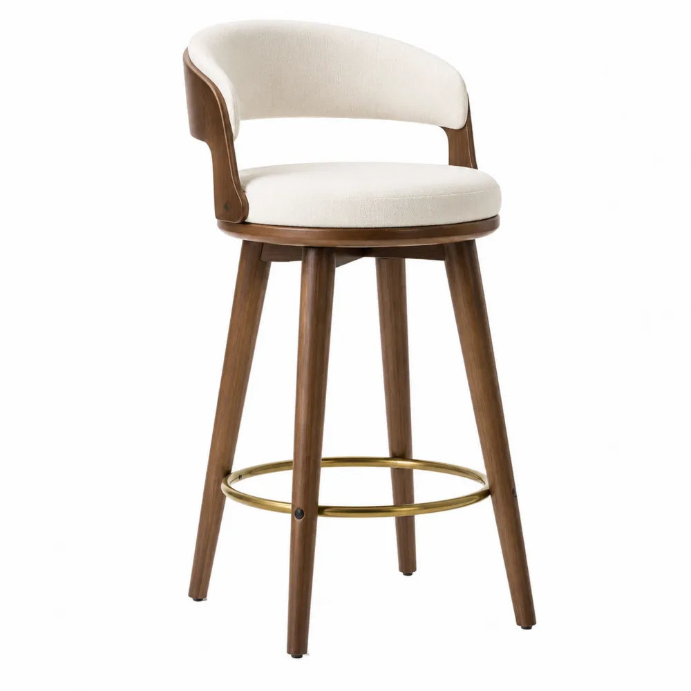 Barhocker Eiche Leinen 105cm Drehbar