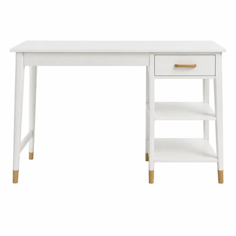 Schreibtisch mit Schublade und Regalen Holz Weiß 120x60x75cm