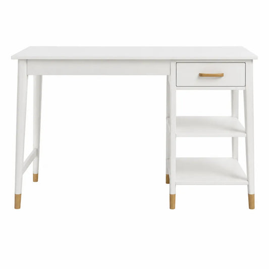 Schreibtisch mit Schublade und Regalen Holz Weiß 120x60x75cm
